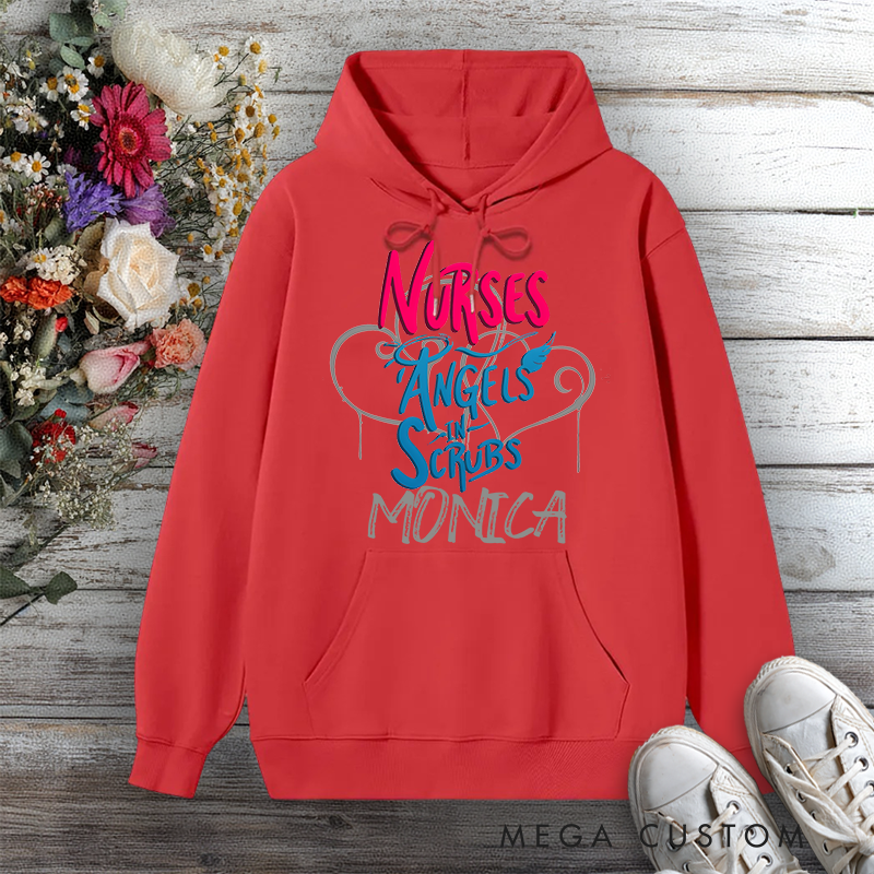 Personalized Hoodies for Nurse Angels in Scrubs Design Hoodies International Nurse Day Gift