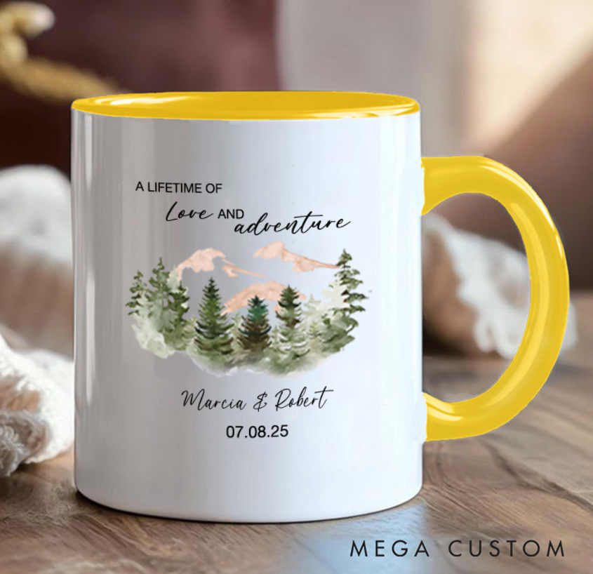 Personalized Mountain Camping Mug Couple Adventure Mountains Hiking Mug Gift for Outdoors Lovers