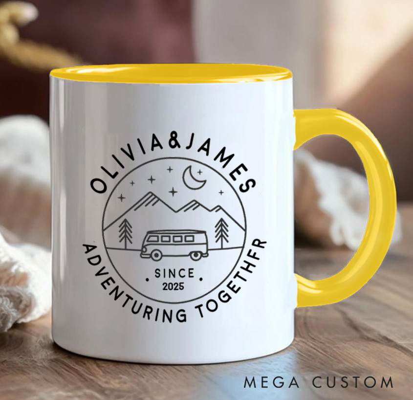 Personalized Twilight Mountain Adventuring Together Mug Hiking Camping Cup Gift for Travel Outdoors Lovers