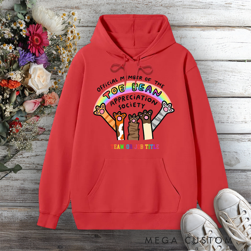 Personalized Hoodies for Animal Lovers Toe Bean Appreciation Society Team or Job Title Edition Gift for Office Worker