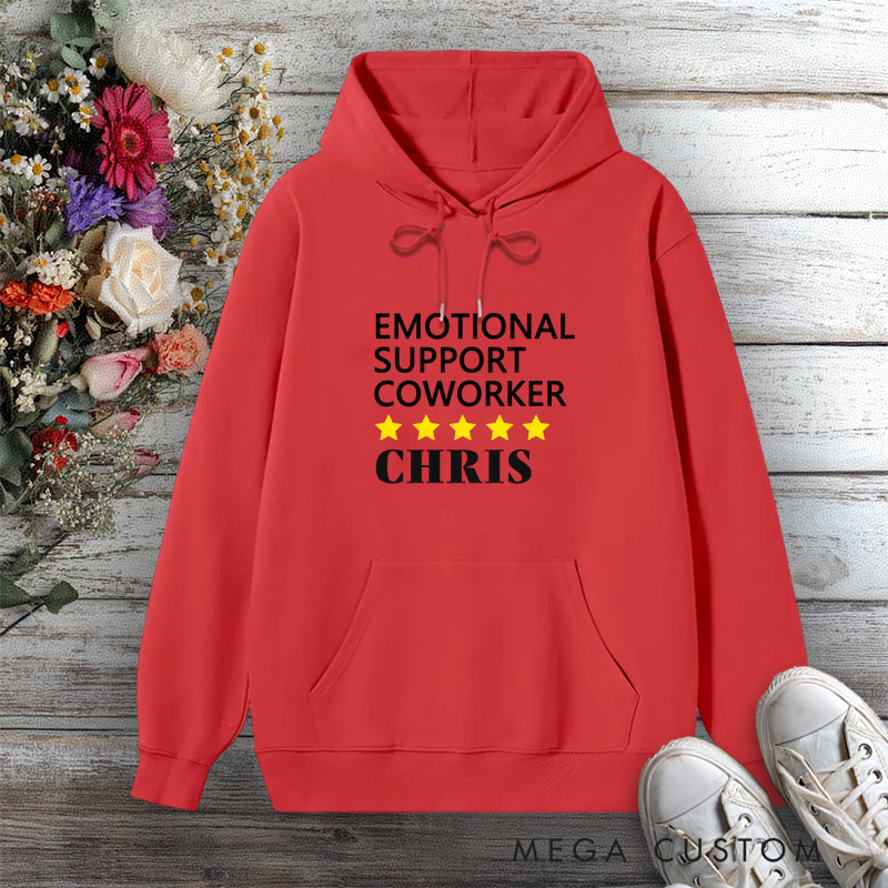 Personalized Hoodie Emotional Support Coworker Star Rating Design Gift for Office Worker