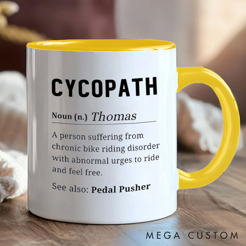 Personalized Cycopath Coffee Cup Mug with Funny Cycling Definition for Outdoor Adventures Riding Cycling Biking Enthusiasts