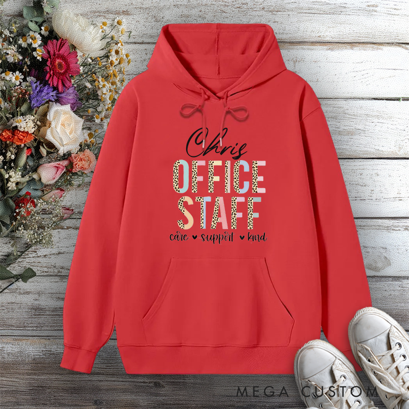 Personalized Hoodie Office Staff Care Support Kind Leopard Print Design Gift for Office Worker