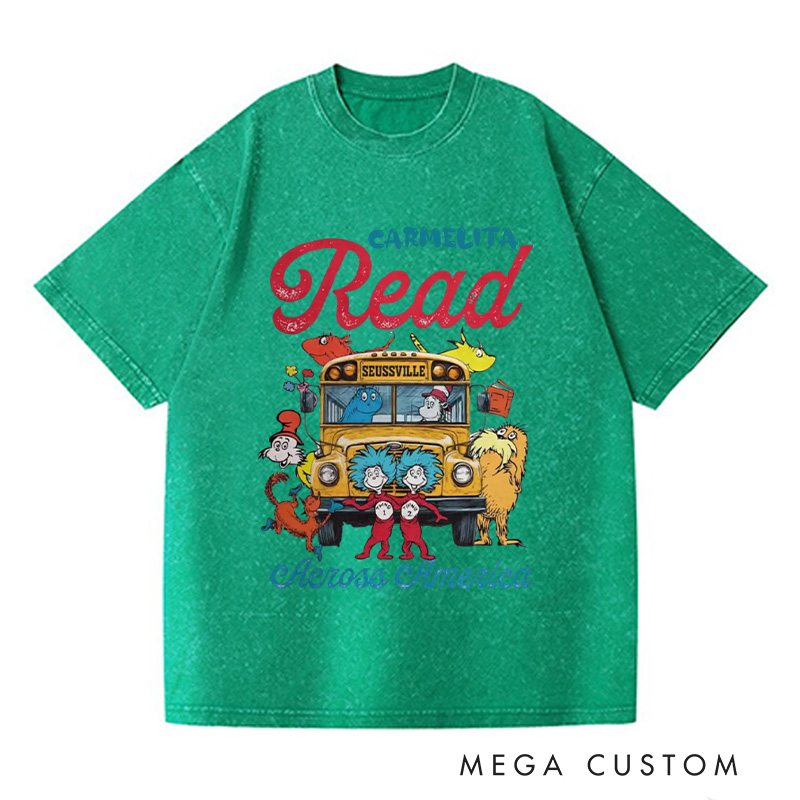 Personalized Read Across America Washed T-Shirts Reading Day T-shirt Reading Week Matching Shirt Book Lover Gift