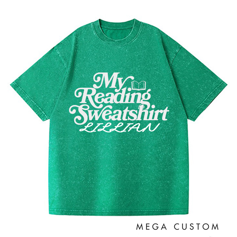 Personalized My Reading Sweatshirt Washed T-Shirts Reading Shirt Customized Name Shirt Book Tee Gift for Book Lover