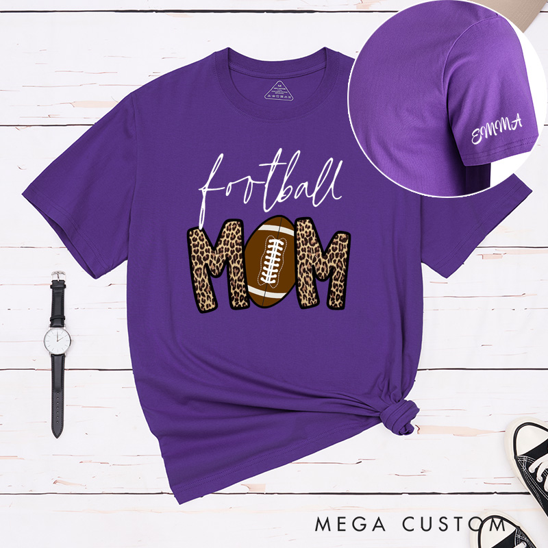 Personalized American Football Mom T-Shirts with Custom Name for Mother's Day