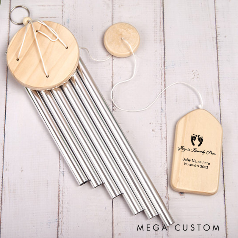 Personalized Baby Memorial Wind Chime Sleep in Heavenly Peace Miscarriage for Grief Mothers Dad Sympathy Gift Pregnancy Loss Memorial Chime 