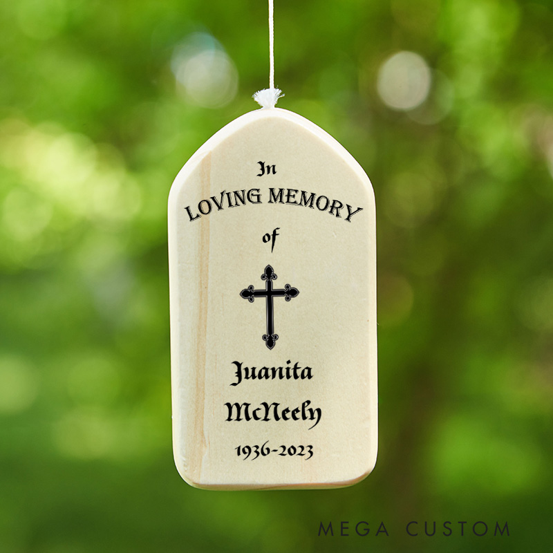 Personalized Memorial Wind Chimes for Loss of Loved One Outdoor Memory Cross Chimes Custom Sympathy Remembrance Chime