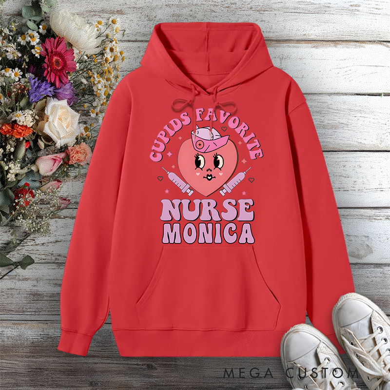 Personalized Hoodies for Nurse Cupid's Favorite Nurse Design Hoodies International Nurse Day Gift
