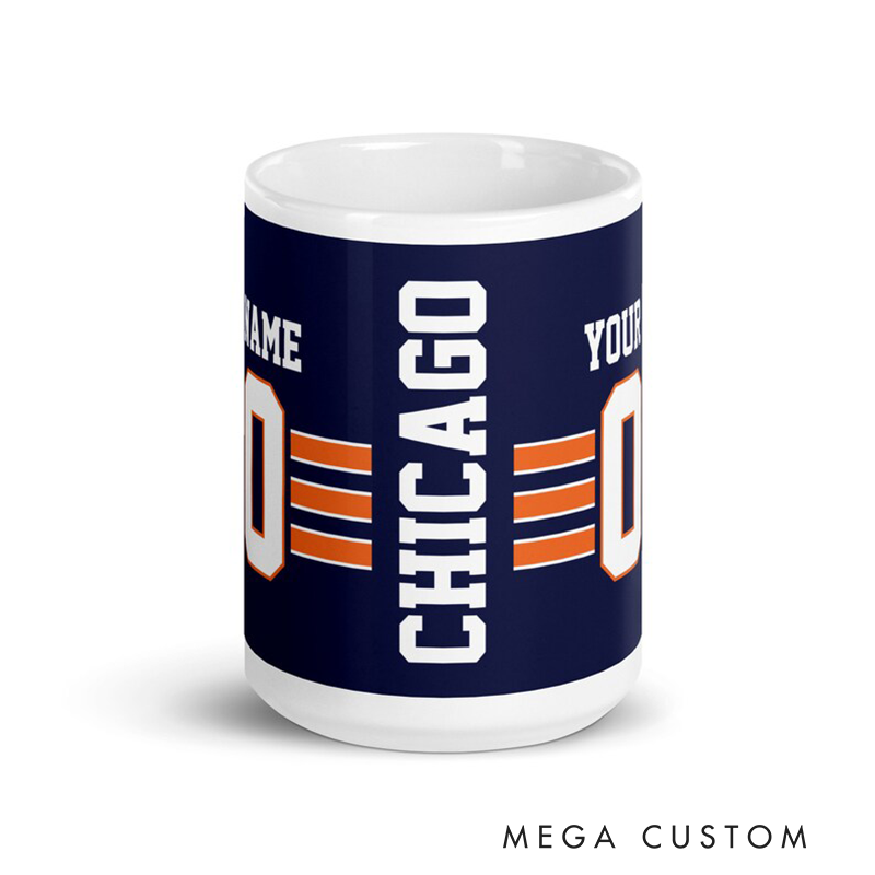 Personalized Football Mug with Custom Team Name Player Name and Jersey Number Design for Sports Fans