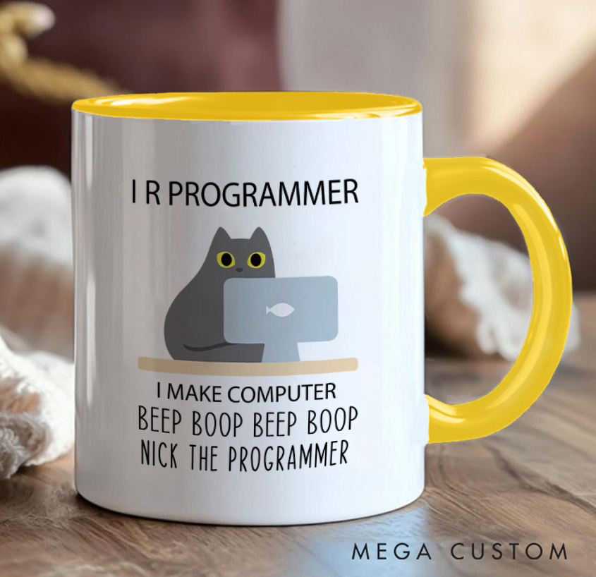 Personalized Programmer Cat Mug A Fun Take On Coding Life Mug Technology Computer Coffee Cup Gift for Geek Nerd Lovers