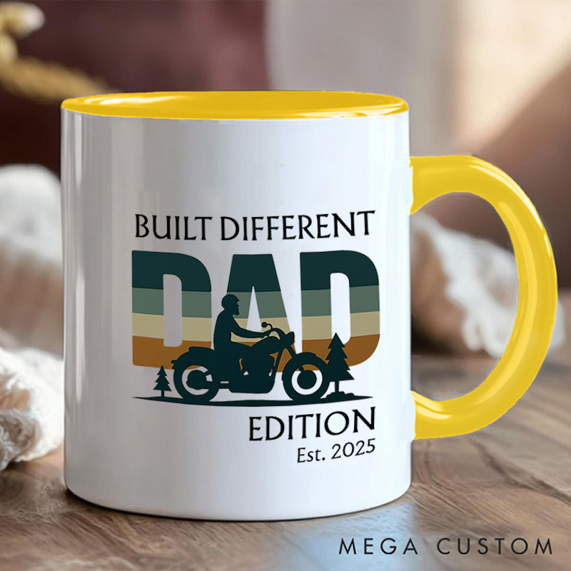 Personalized Dad Edition Ceramic Coffee Cup Mug with Motorcycle for Outdoor Adventures Riding Cycling Biking Enthusiasts