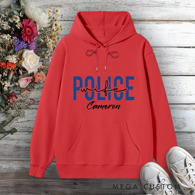Personalized Police Wife Hoodie with Bold Text Design Gift for Police Officers Police Wife