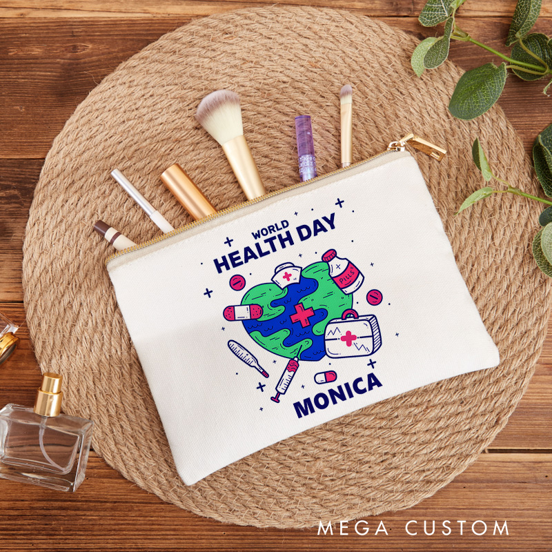 Personalized Makeup Bag for Nurse World Health Day Design Fashion Cosmetic Bag Gift