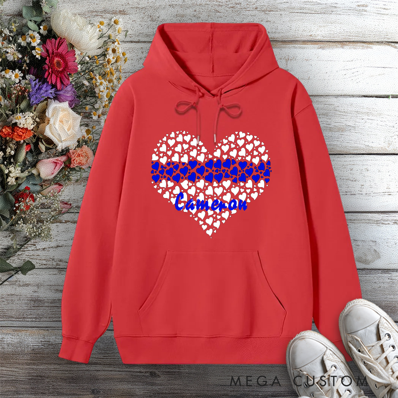 Personalized Police Support Hoodie Heart with Thin Blue Line Design Gift for Police Wife