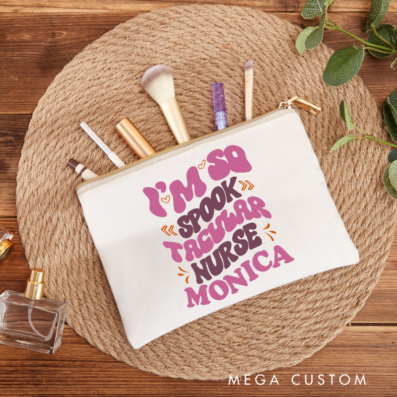 Personalized Makeup Bag for Nurse I'm So Spooktacular Nurse Design Fashion Cosmetic Bag Gift