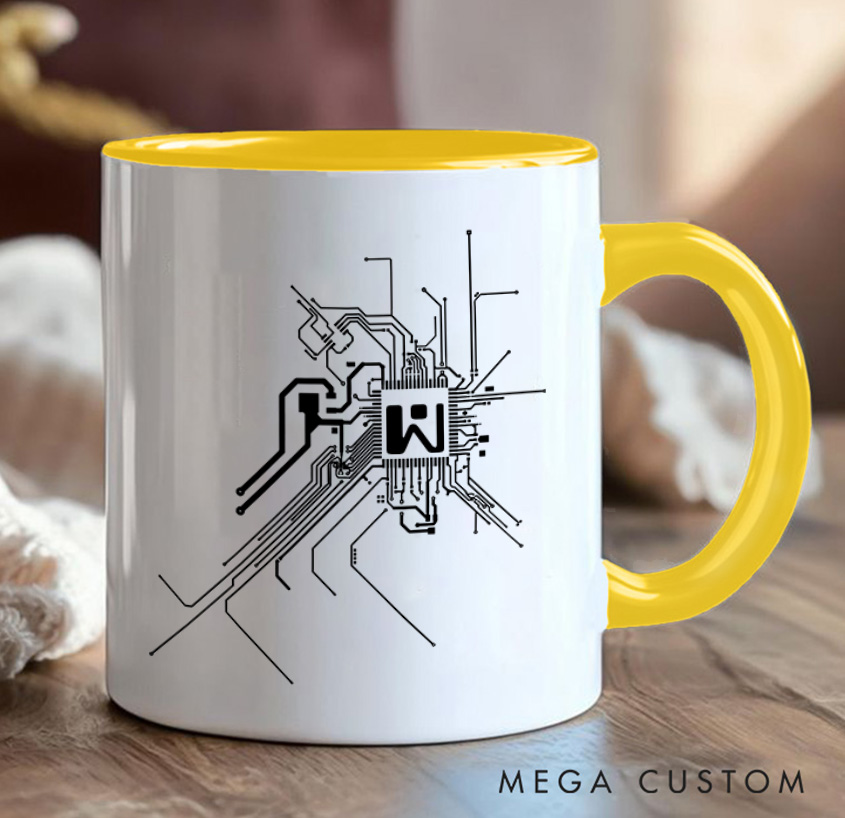 Personalized Digital Circuitry Mug Technology Computer Enthusiasts Coffee Cup Gift for Geek Nerd Lovers