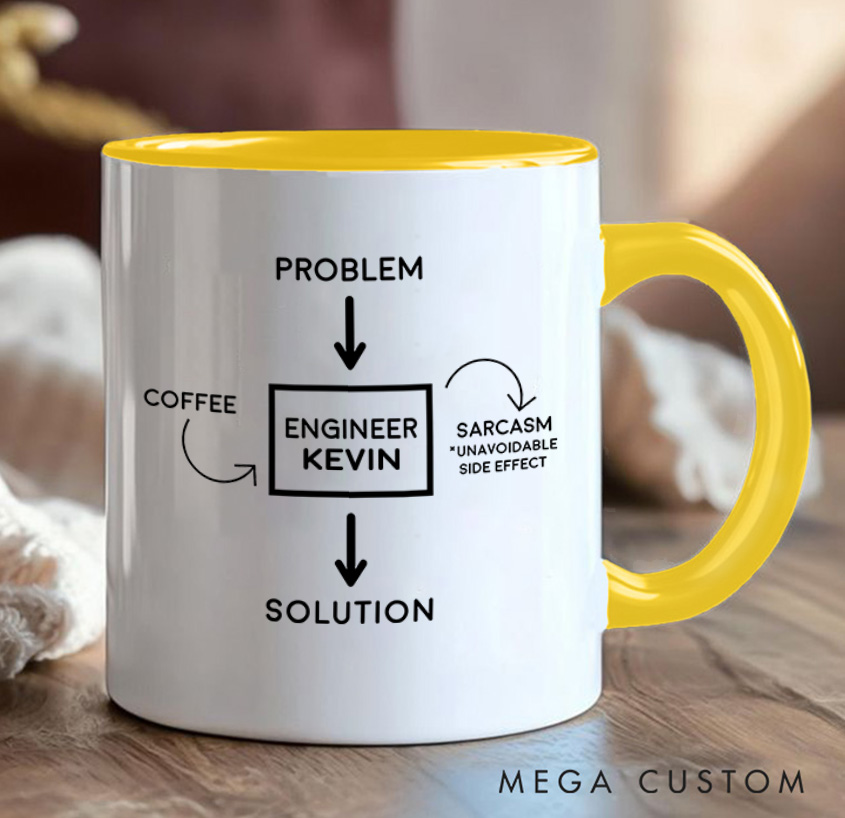 Personalized Engineer Workflow Diagram Mug Programmer Technology Computer Coffee Cup Gift for Geek Nerd Lovers