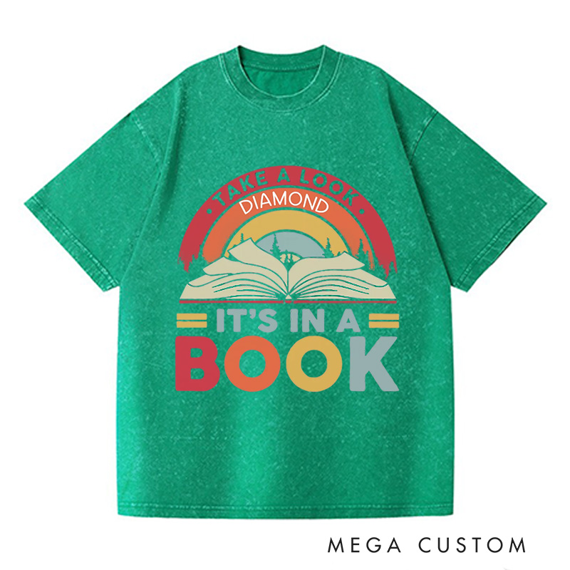 Personalized Reading Rainbow Washed T-Shirts Take a Look It’s in a Book Shirt Reading Vintage Retro Rainbow Shirt with Name Reading Book Gift Shirt Book Lover T Shirt