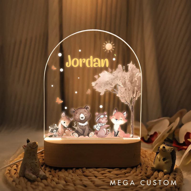 Personalized Forest Animal Friends-Themed for Playful Night Light