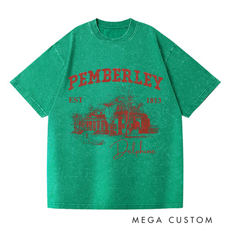 Personalized Pemberley Light Academia Washed T-Shirts Literature Literary Book Shirt Librarian Tee Book Lover Shirt Bookish Reading Bibliophile Gift