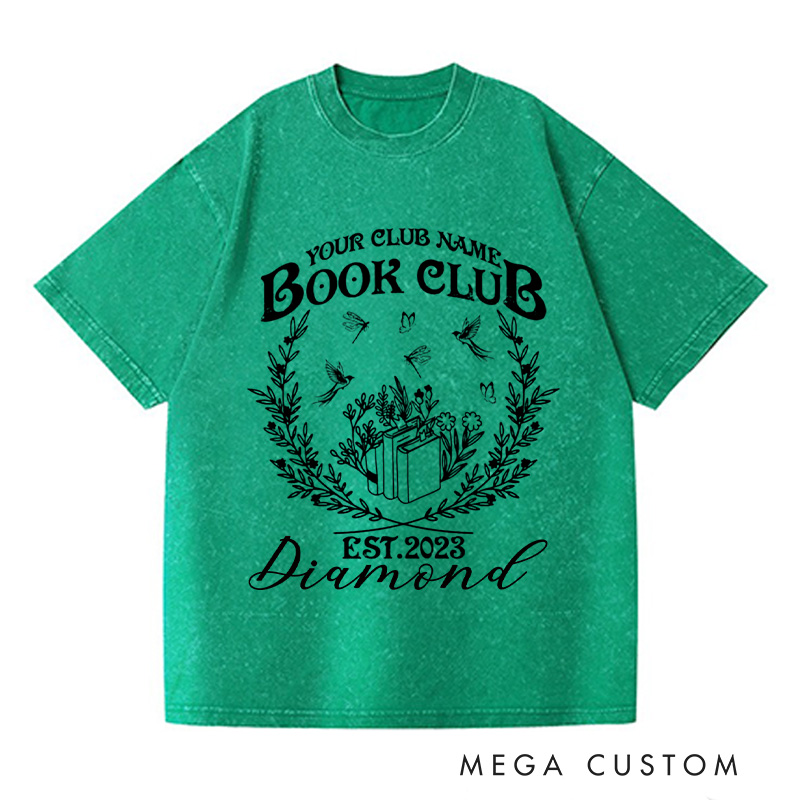 Personalized Book Club Washed T-Shirts Since Reading Club Shirt Bookish Gift Book Lover Gift Book Lover Shirt Name Book Club Tee Book Gift