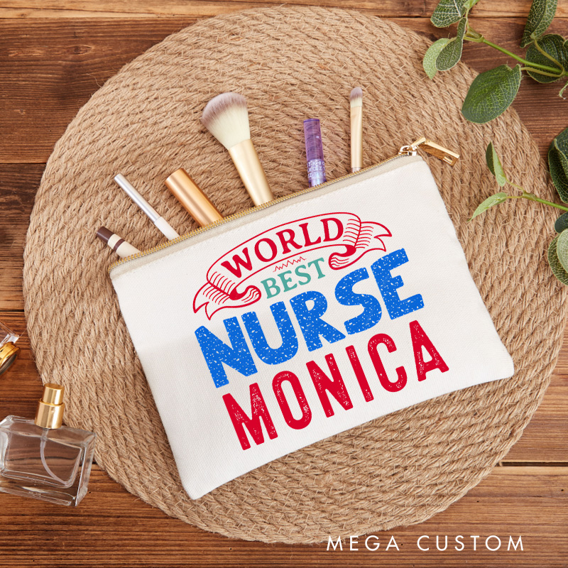 Personalized Makeup Bag for Nurse World Best Nurse Design Fashion Cosmetic Bag Gift