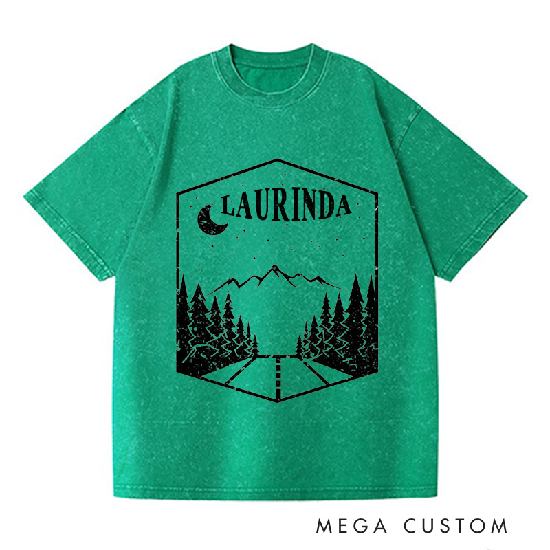 Personalized Nature Washed T-Shirts Mountains Trip Shirt with Name Nature Tee Shirt Gift For Traveler Gift Trip Lover Gift