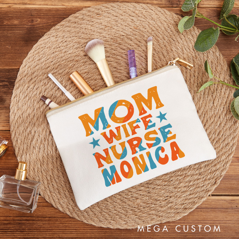 Personalized Makeup Bag for Nurse Mom Wife Nurse Design Fashion Cosmetic Bag Gift