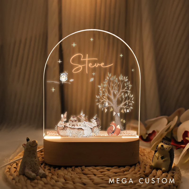 Personalized Woodland Picnic and Owl-Themed for Cozy Light Fixtures