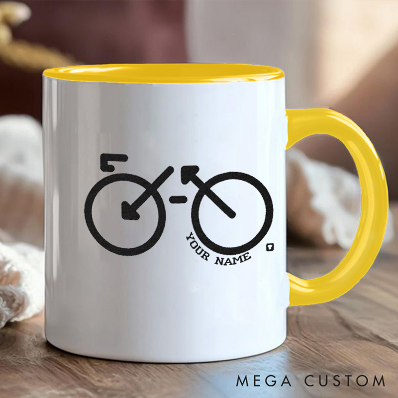 Personalized Minimalist Bicycle Mug with Name and Simple Bike Design for Outdoor Adventures Riding Cycling Biking Enthusiasts