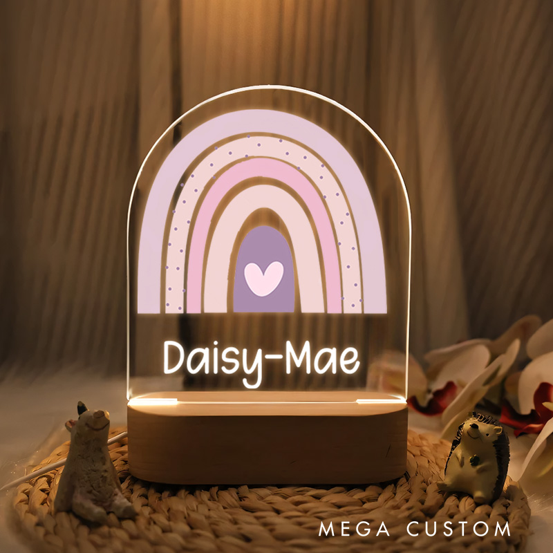 Personalised Name Rainbow LED Night Light Lamp New Baby Gift Nursery Baby Room Name Sign Gift