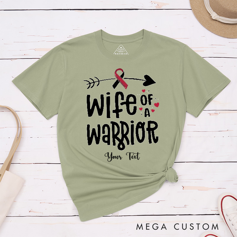Personalized Wife Of A Warrior Head Neck Cancer Awareness T-Shirt
