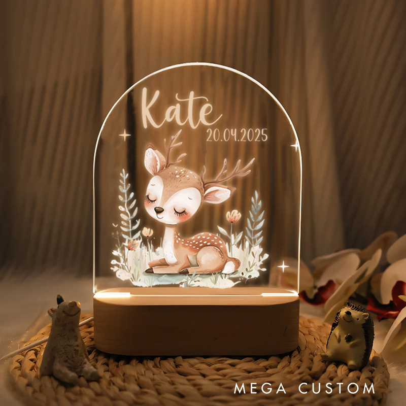 Personalized LED Night Light with Name and Date of Birth for Babies