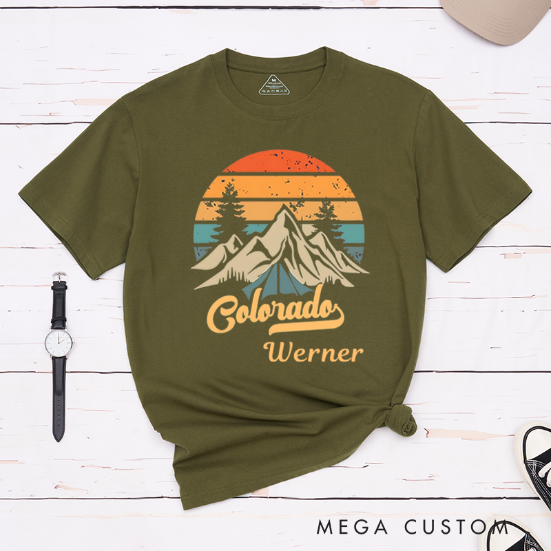 Personalized Rocky Mountain Tetons T-Shirt Camping Hiking Outdoors Shirt Gift for Adventurous Lover