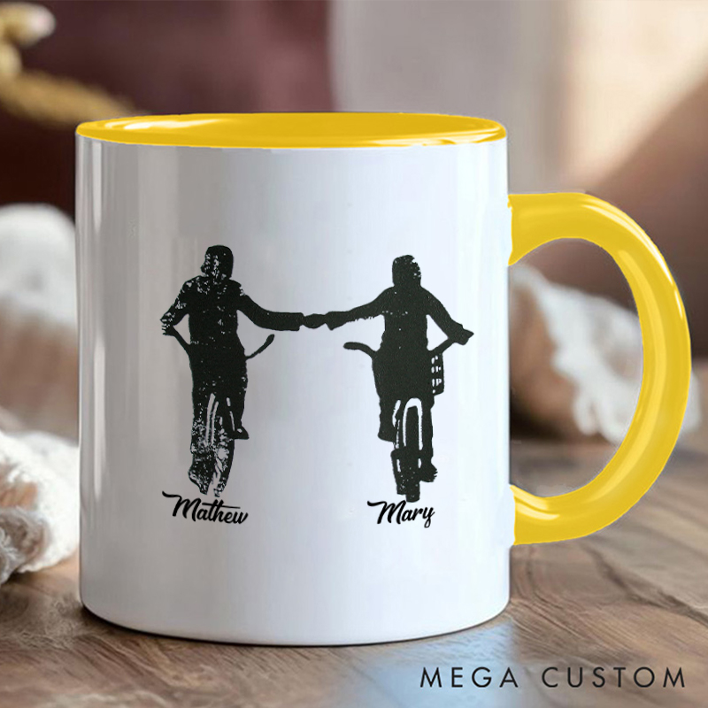 Personalized Couple Cycling Mug with Romantic Bike Design for Outdoor Adventures Riding Cycling Biking Enthusiasts