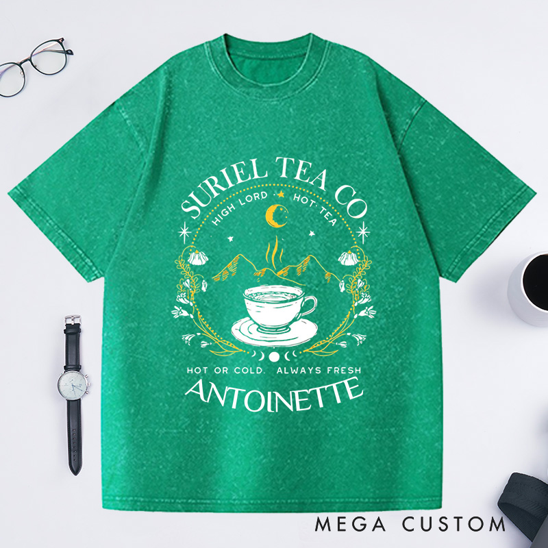 Personalized Suriel Tea Co Washed T-Shirts with Name, Book Lover Shirt Reading Shirt Reading Tee Librarian Shirt Gift Reader Gifts