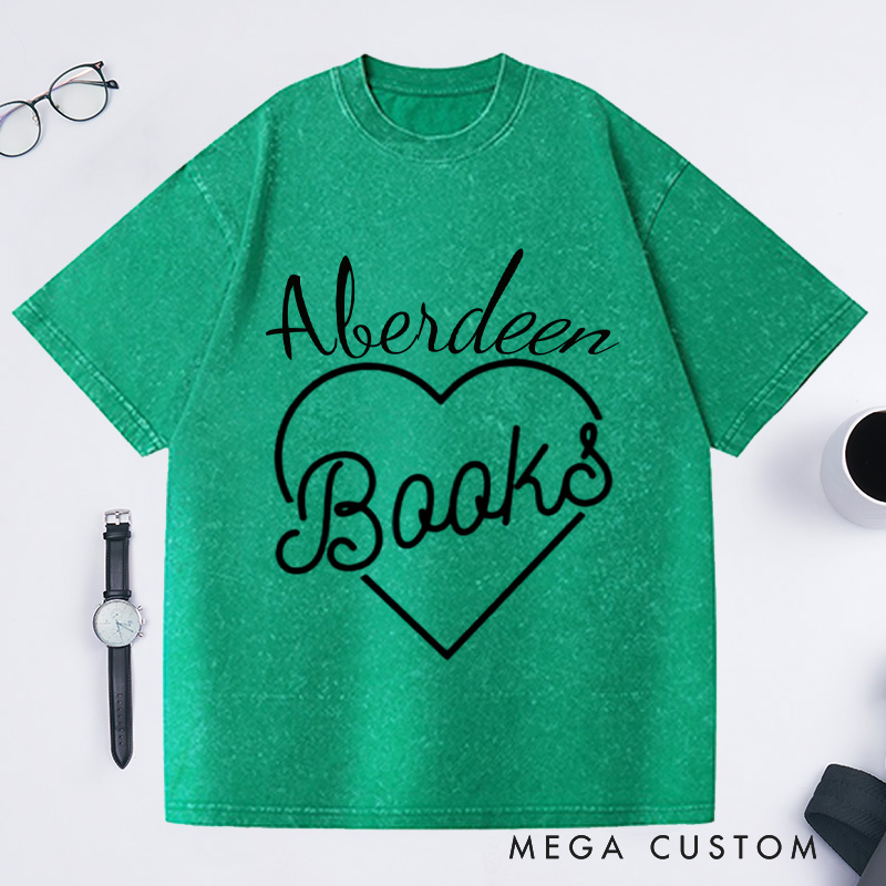 Personalized Books in My Heart Washed T-Shirts Reading T-shirt Book Lover Tee Librarian Tshirt Gift