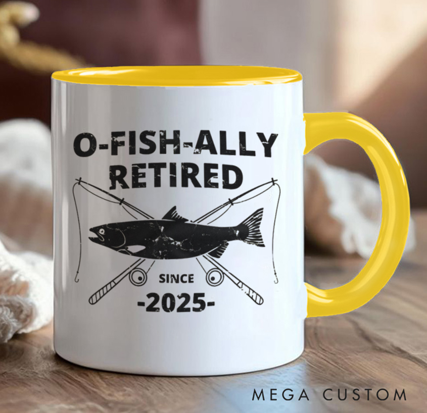 Personalized O-Fish-Ally Retired Mug - Fun Fishing-Themed Retirement Gift