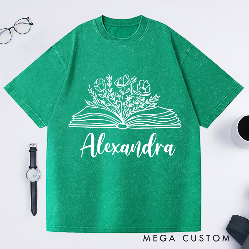 Personalized Book Shirt Wildflowers Washed T-Shirts Reading T-Shirt Bookish Shirt Librarian Shirt Book Lover Shirt Reader Gift