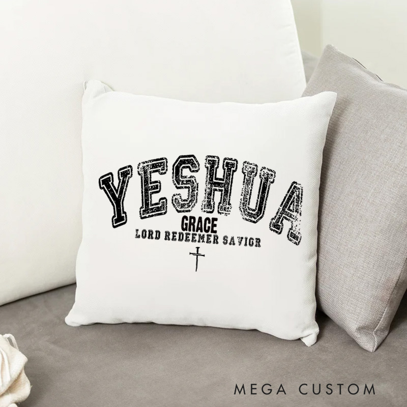 Personalized Bible Verse Yeshua Cross Throw Pillow with Name Birthday Home Decor Gift for Christians Positive Affirmation Religious Gift