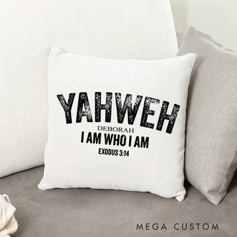 Personalized Exodus 3:14 Bible Verse Throw Pillow with Name Birthday Home Decor Gift for Christians Positive Affirmation Religious Gift