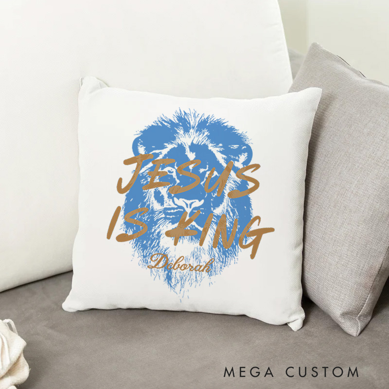 Personalized Bible Verse Jesus Is King Throw Pillow with Name Christian Birthday Gift for Family Religious Inspirational Gift for Christian