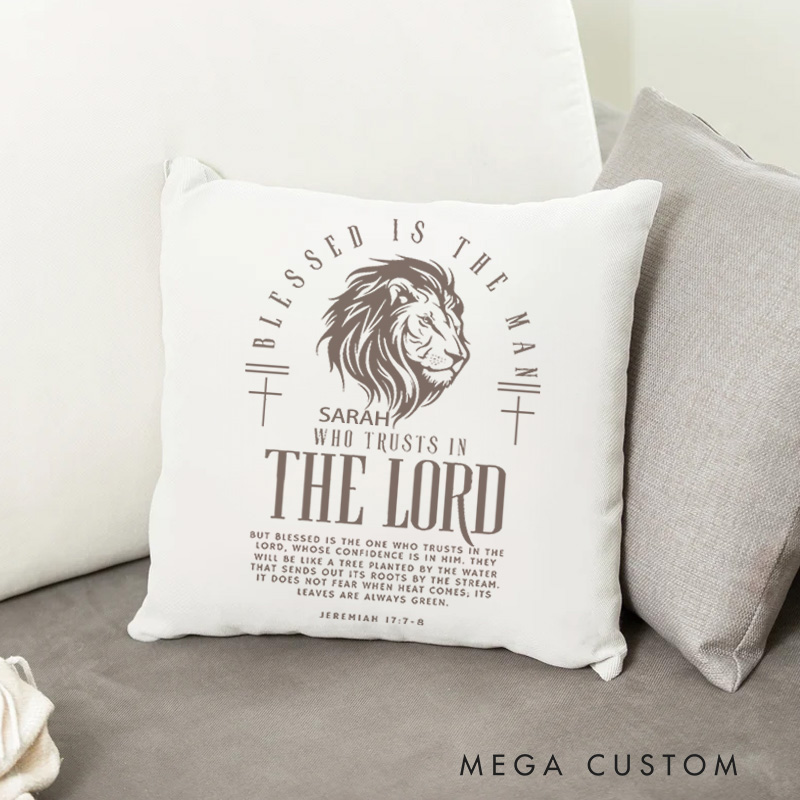 Personalized Jeremiah 17:7 Bible Verse Throw Pillow with Text Home Decor Religious Easter Gift for Christians Baptism and Birthday Gift for Christians
