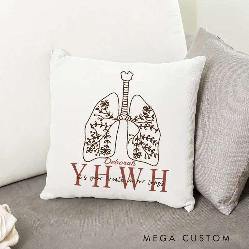 Personalized Lung Flower Bible Verse Throw Pillow with Name Birthday Home Decor Gift for Christians Positive Affirmation Religious Gift for Christian