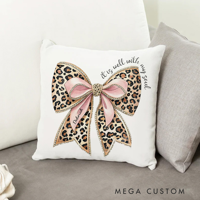 Personalized It Is Well with My Soul Bible Verse Throw Pillow with Name Birthday Home Decor Gift for Christians Positive Affirmation Religious Gift