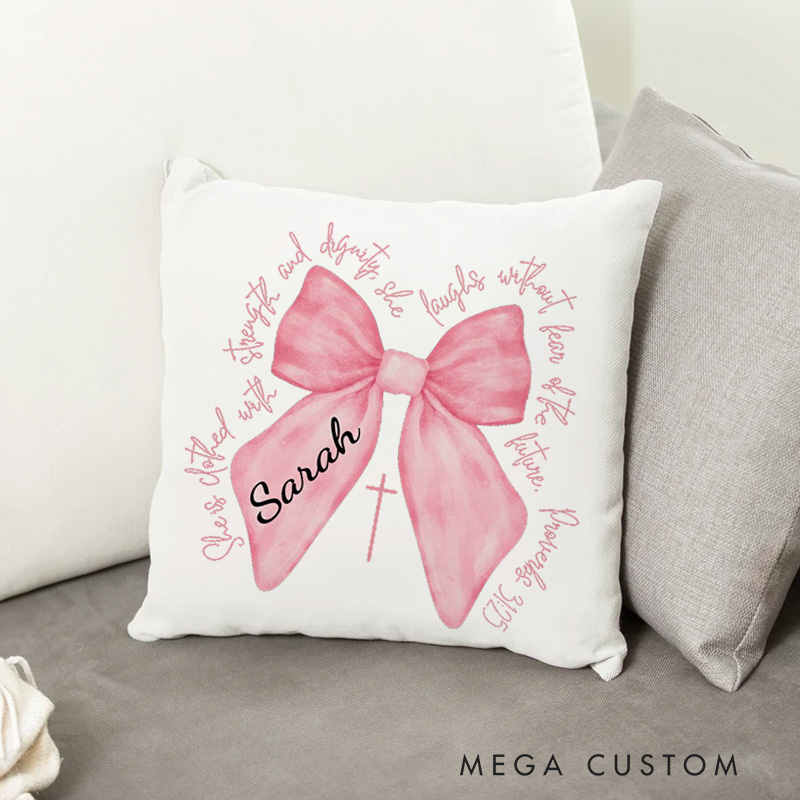 Personalized Watercolor Classic Throw Pillow with Text Home Decor Religious Easter Gift for Christians Baptism and Birthday Gift for Christians