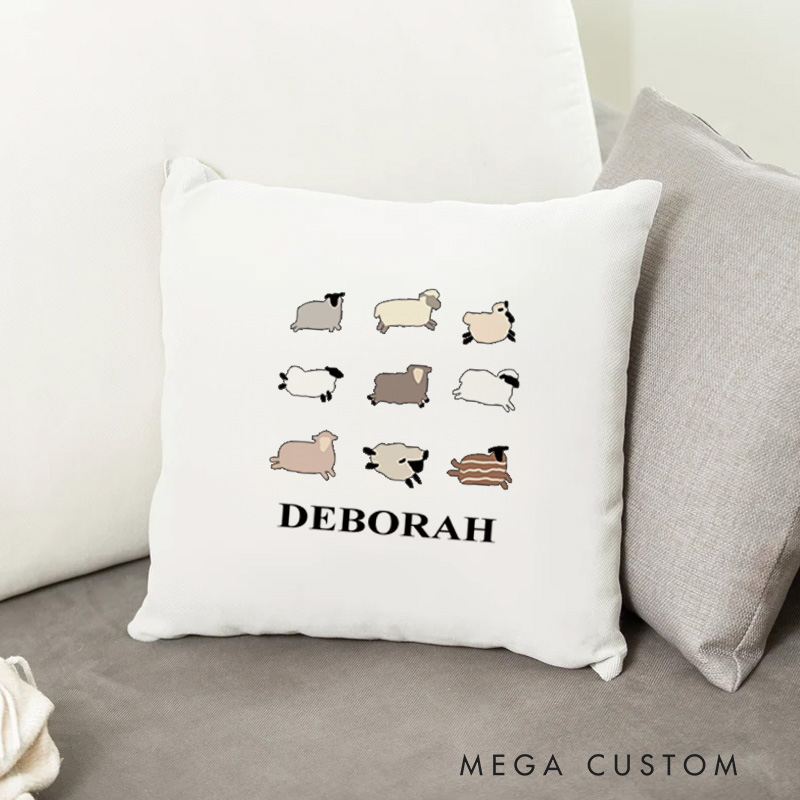 Personalized Colorful Lambs Bible Verse Throw Pillow with Name Birthday Home Decor Gift for Christians Positive Affirmation Religious Gift 
