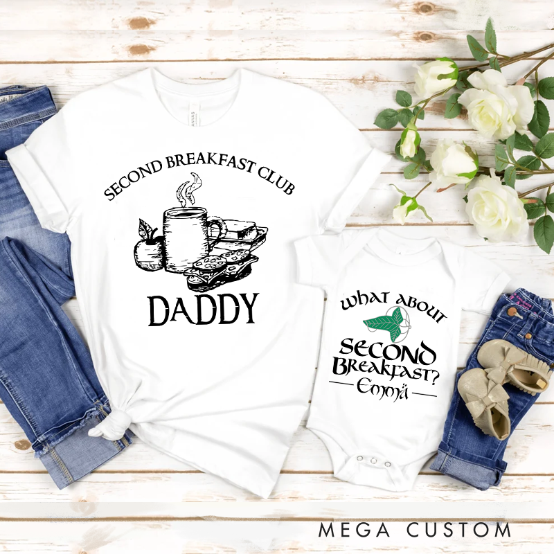 Personalized What About Second Breakfast Movie Family T-Shirts Funny Family Matching Tshirt for Movie Lovers 90s Movie New Dad Gift