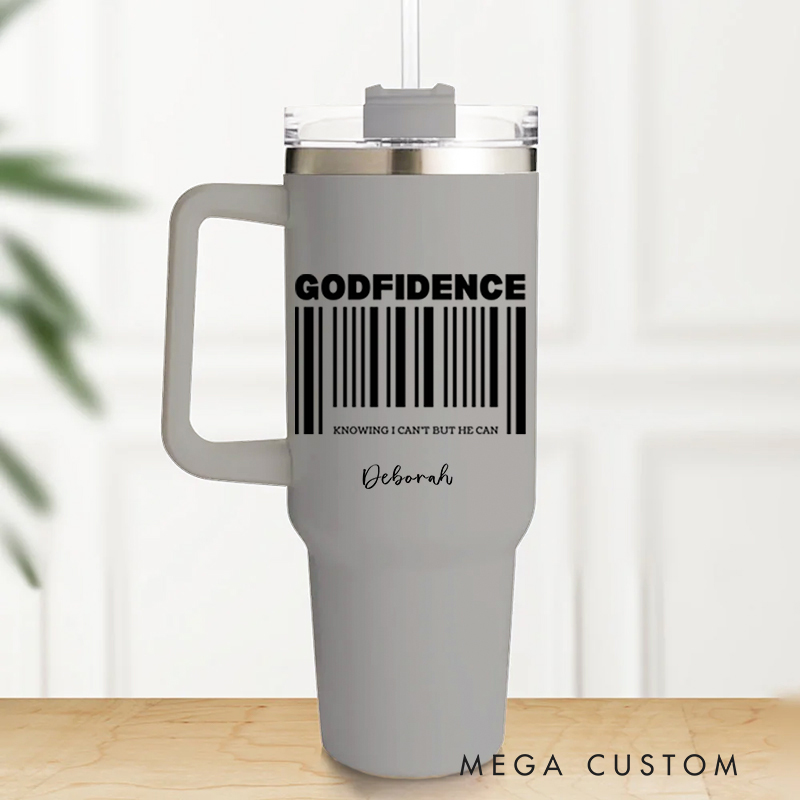 Personalized Multicolor Christian Godfidence Tumbler with Name and Straw Travel Accessories Baptism Birthday Gift for Christians